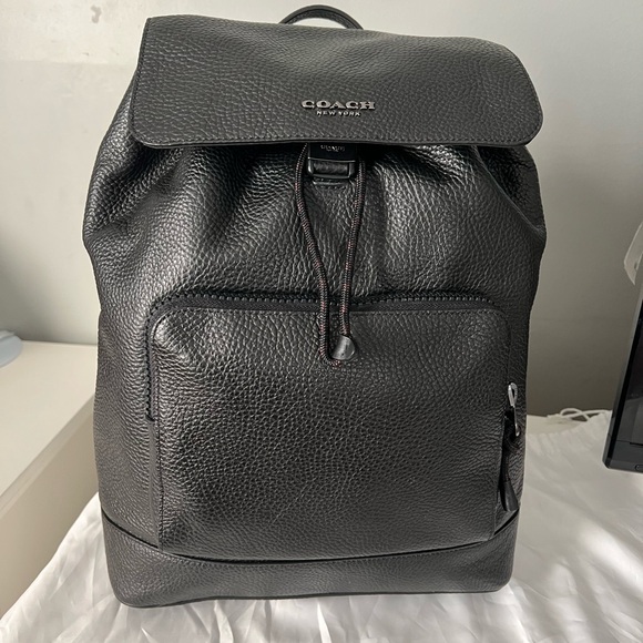 Coach Black Leather Men's Backpack